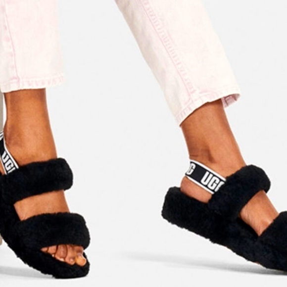 UGG Shoes - UGG Black Fluff Yeah Slide Sandals